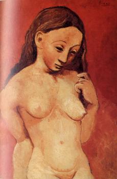 Pablo Picasso : female nude against a red background